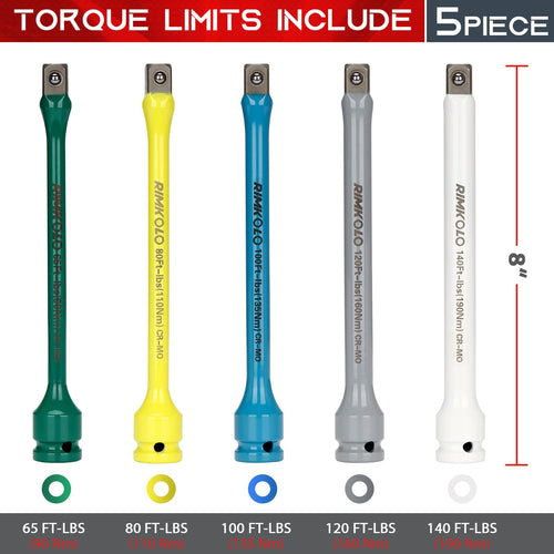 1/2" Drive 5-Piece Impact Torque Limiting Extension Bar Set R34077