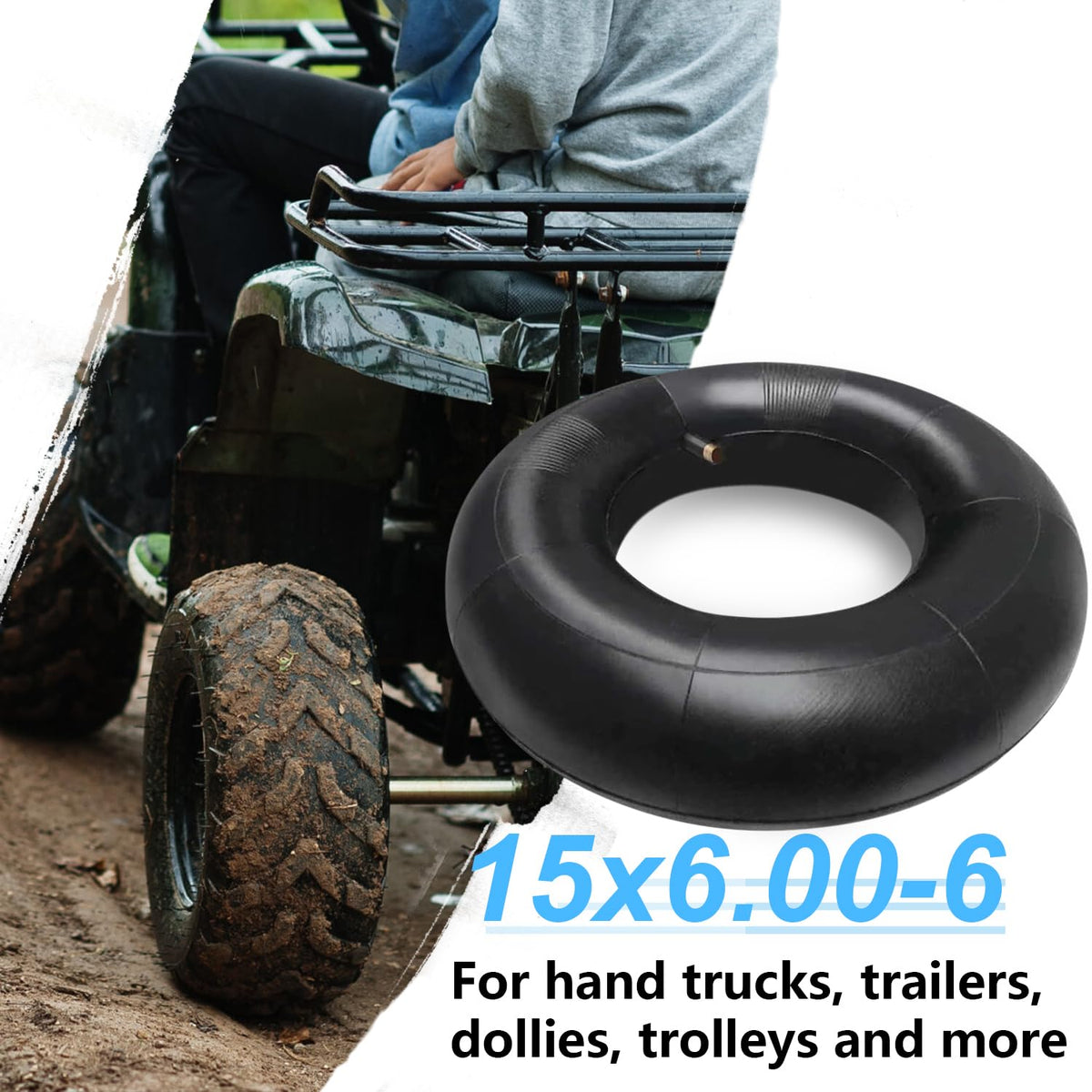 2 Pack 15x6.00-6" Inner Tire Tube with TR-13 Straight Valve Stem U205119