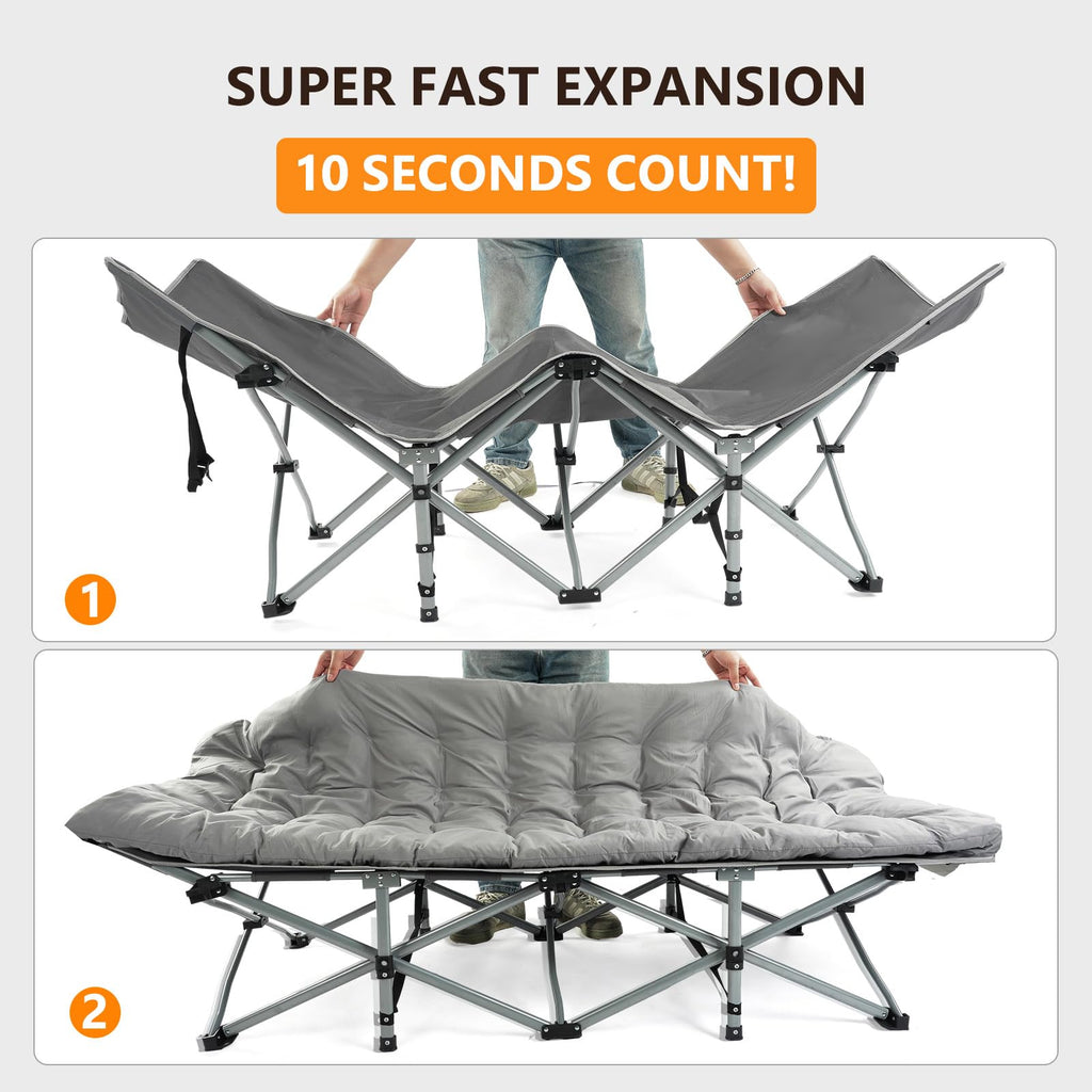 Folding Camping Cot Bed with Mattress and Pillow H157274
