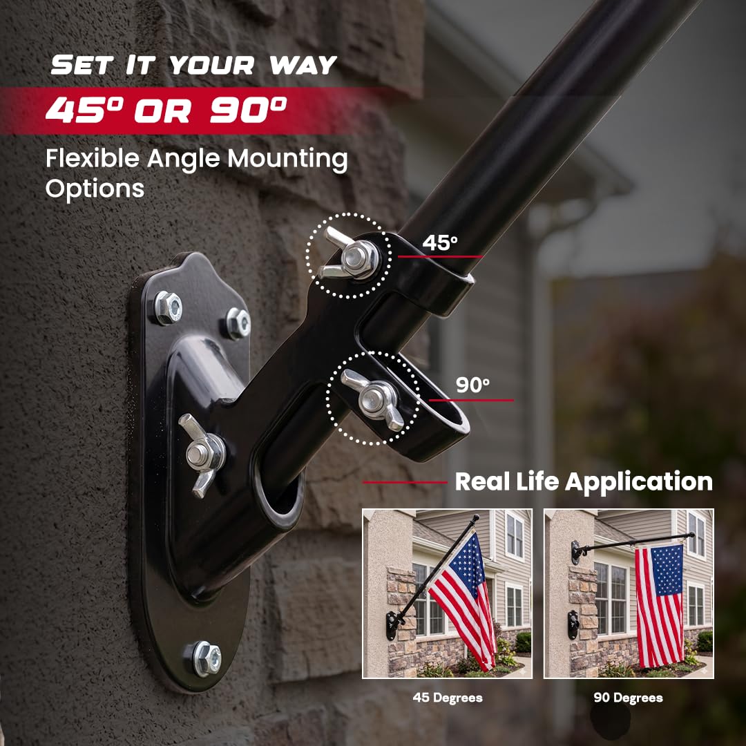 5FT Black Heavy Duty Flag Pole Kit with Bracket O886