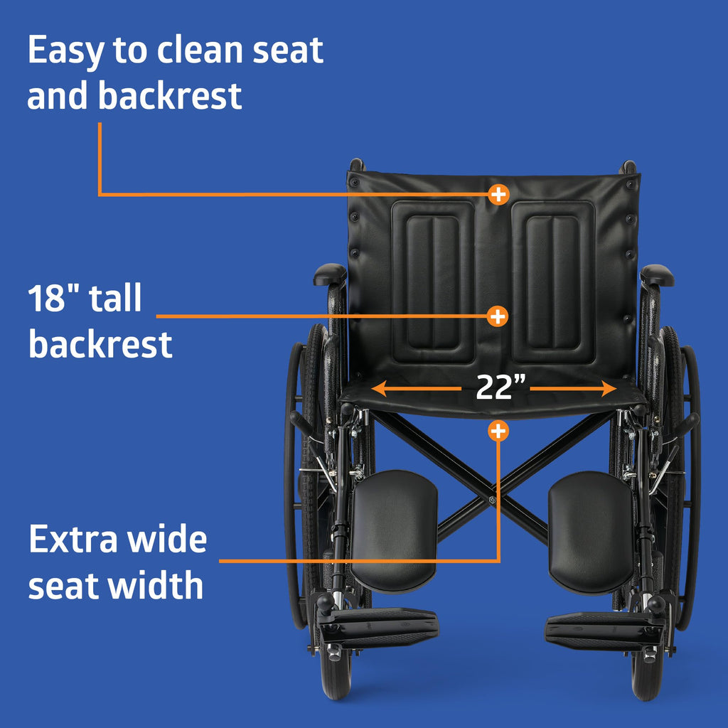 Extra-Wide Bariatric Wheelchair with 22" Wide Seat B795