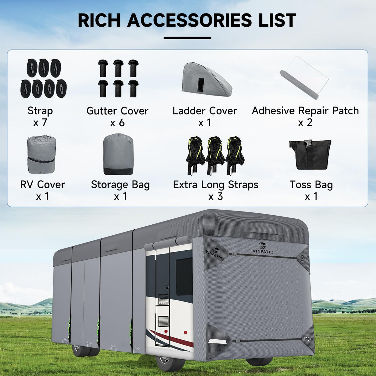 7 Layers Class A RV Cover with Straps O7332