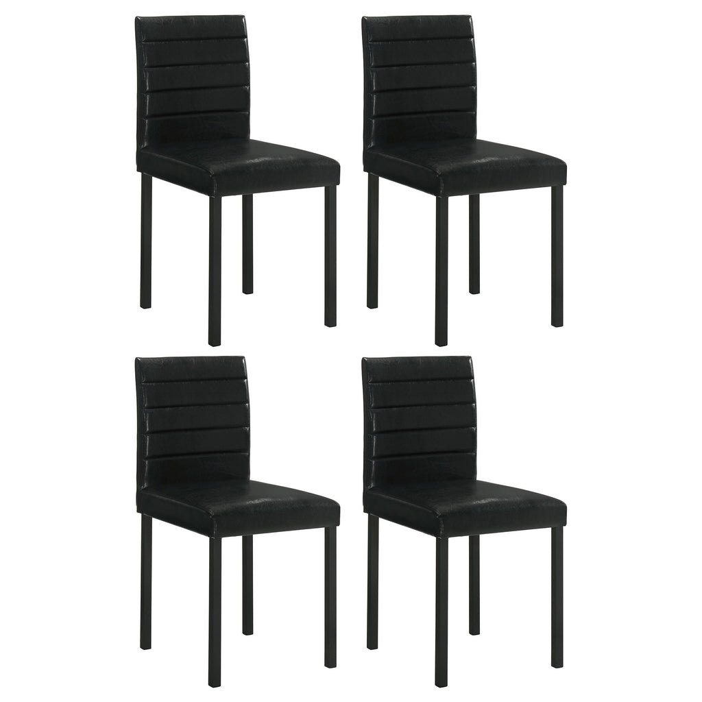 Black Faux Leather Dining Side Chair Set of 4 T589