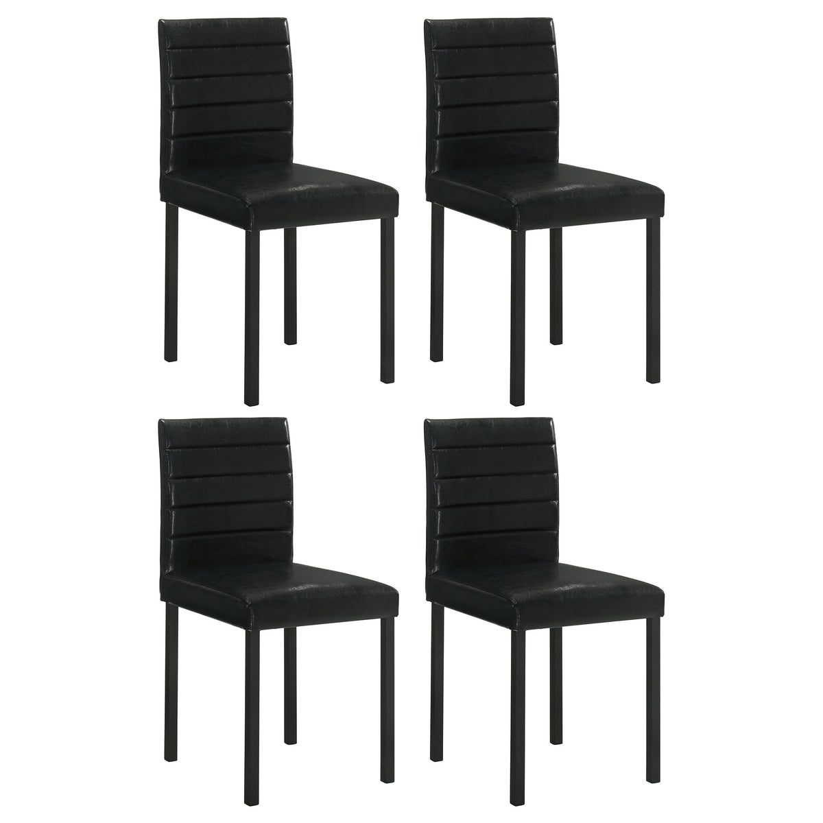 Black Faux Leather Dining Side Chair Set of 4 T589
