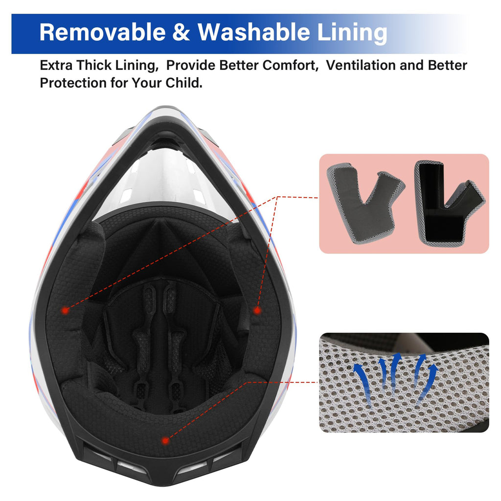 Youth Kids DOT Approved Full Face Motocross Helmet X2448