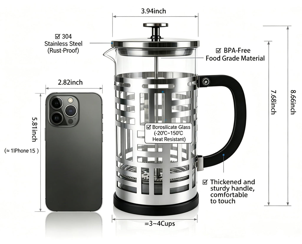 34 oz Brushed Stainless French Press C666