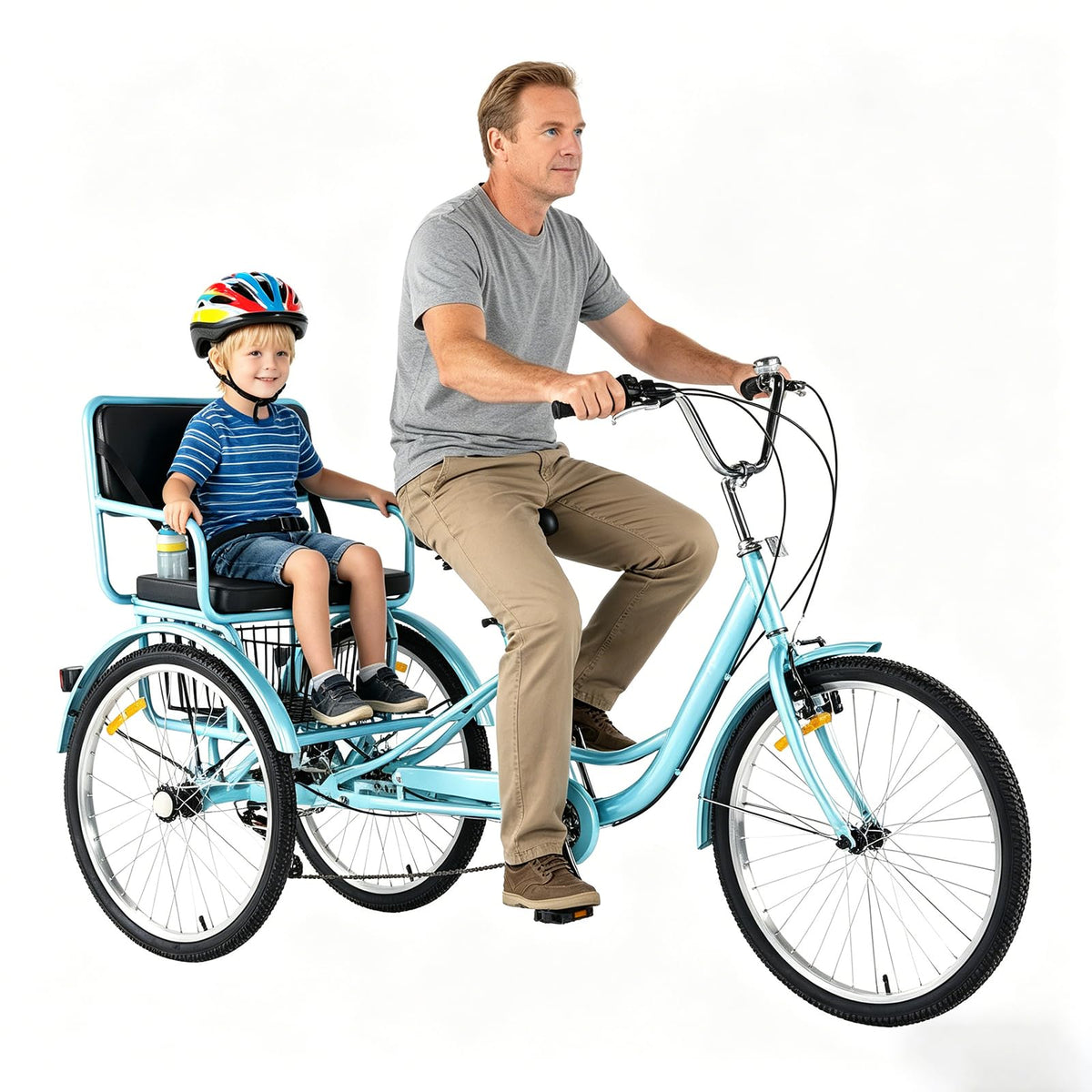 24" 7-Speed Heavy-Duty Steel Adult Tricycle with Rear Seat & Basket V268