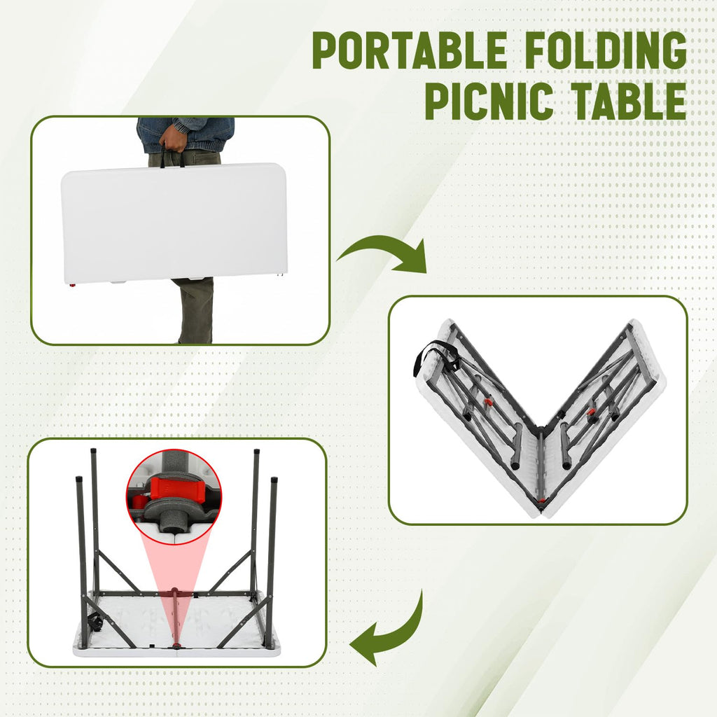 White Plastic Folding Card Table with Carrying Handle I929