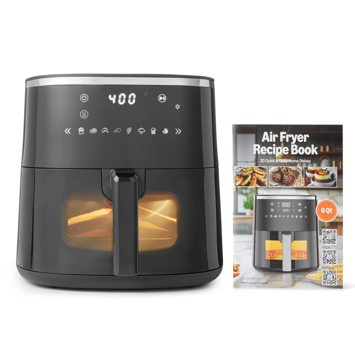 6-Quart Digital Air Fryer with Easy View Window, Black J3585