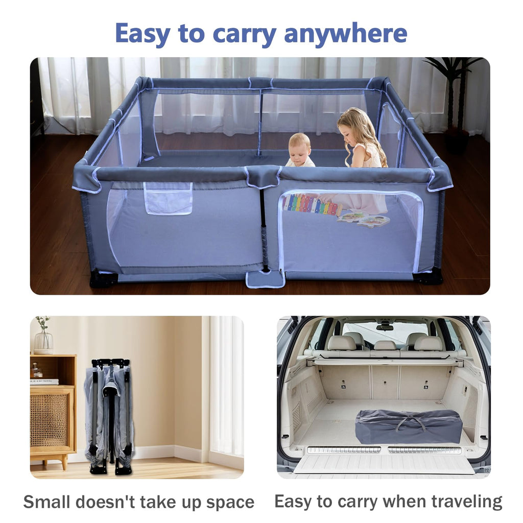 Foldable Baby Playpen with Mat and Storage Bags K8467