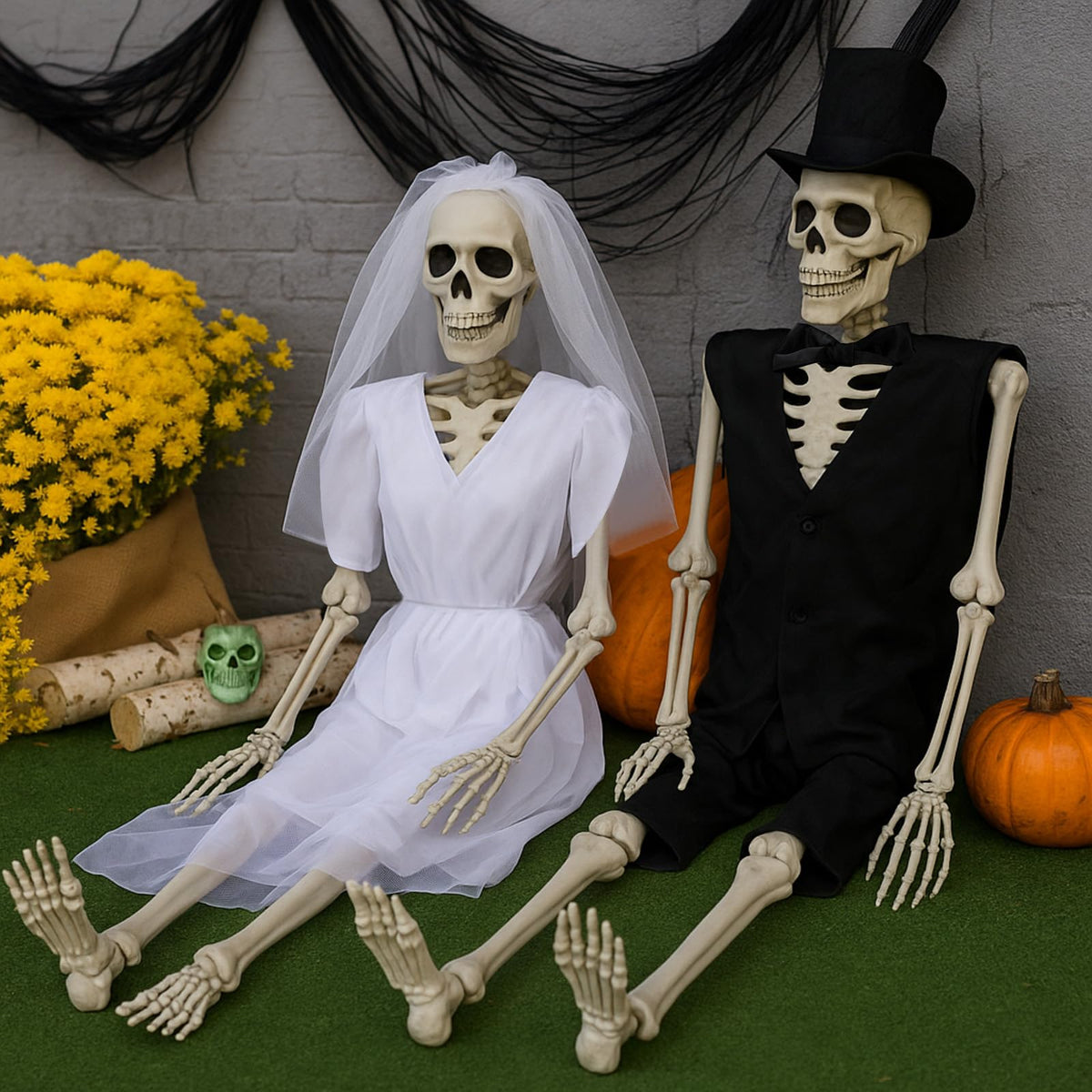 2 Set 5.4 Ft Posable Skeleton Decor A86178