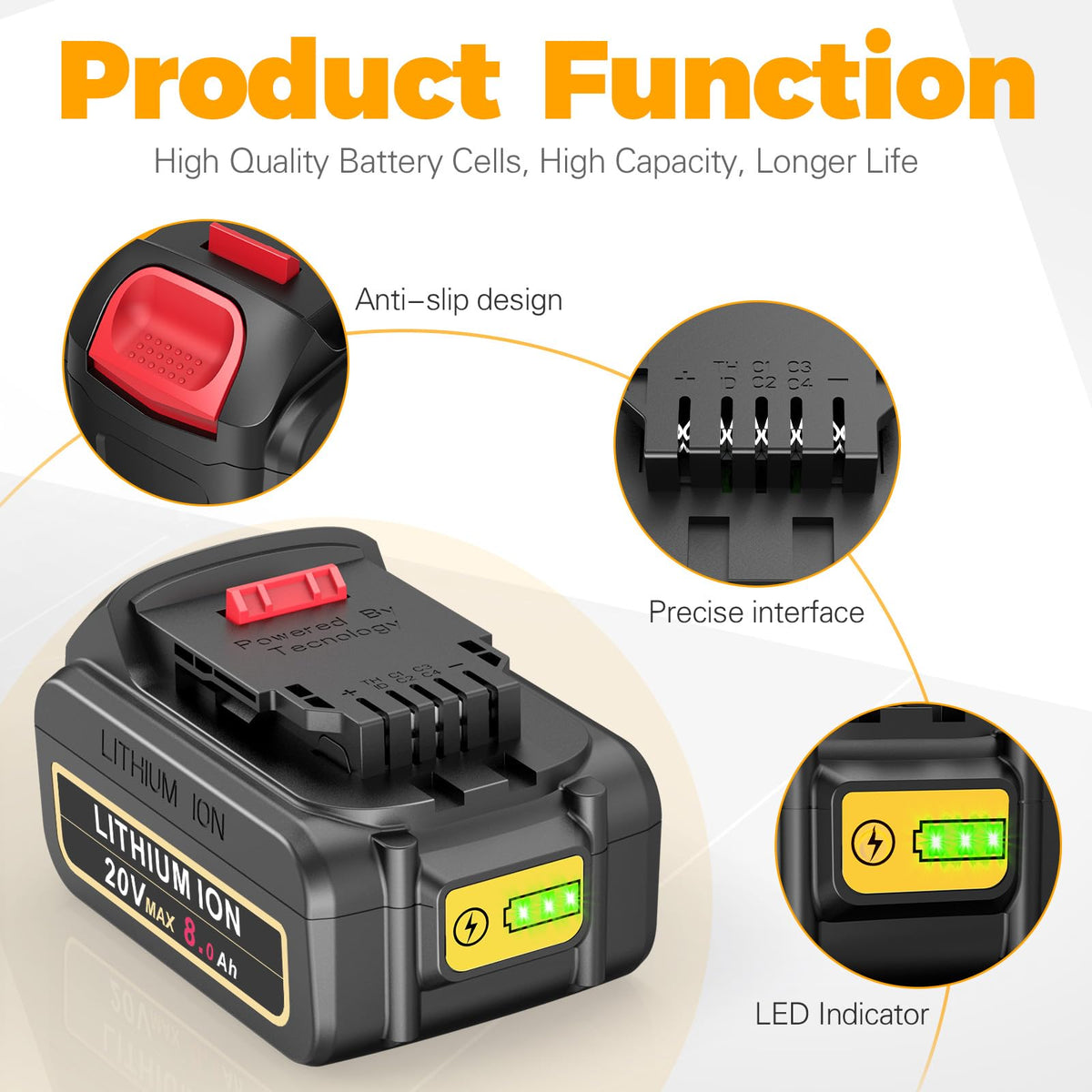 8000mAh Lithium Ion Battery Replacement (2 Pack) M869711
