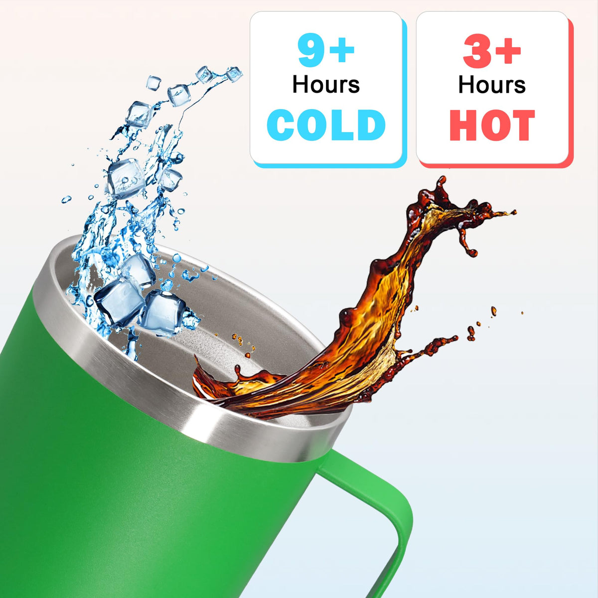 20 oz Insulated Tumbler with Handle and Lid Green A73314