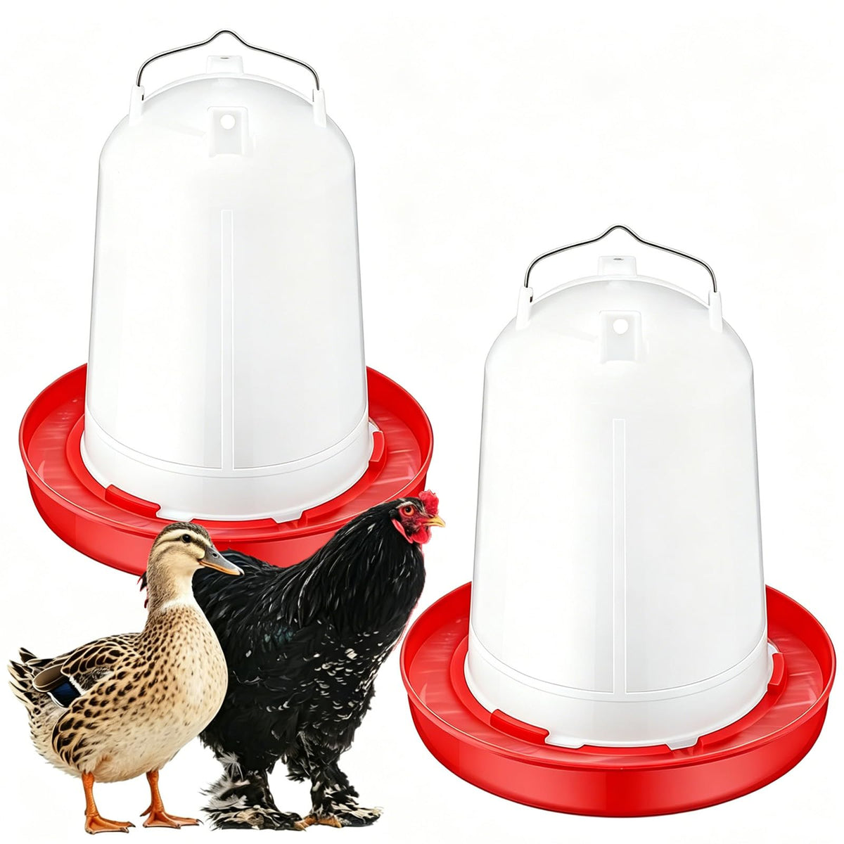 2 Pack 2 Gallon Plastic Poultry Waterer Q2671