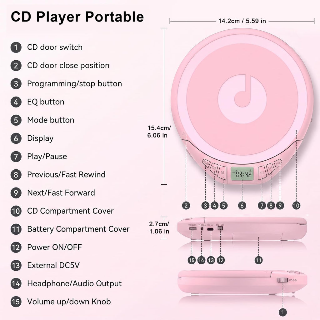 Portable CD Player with Earphones M48847