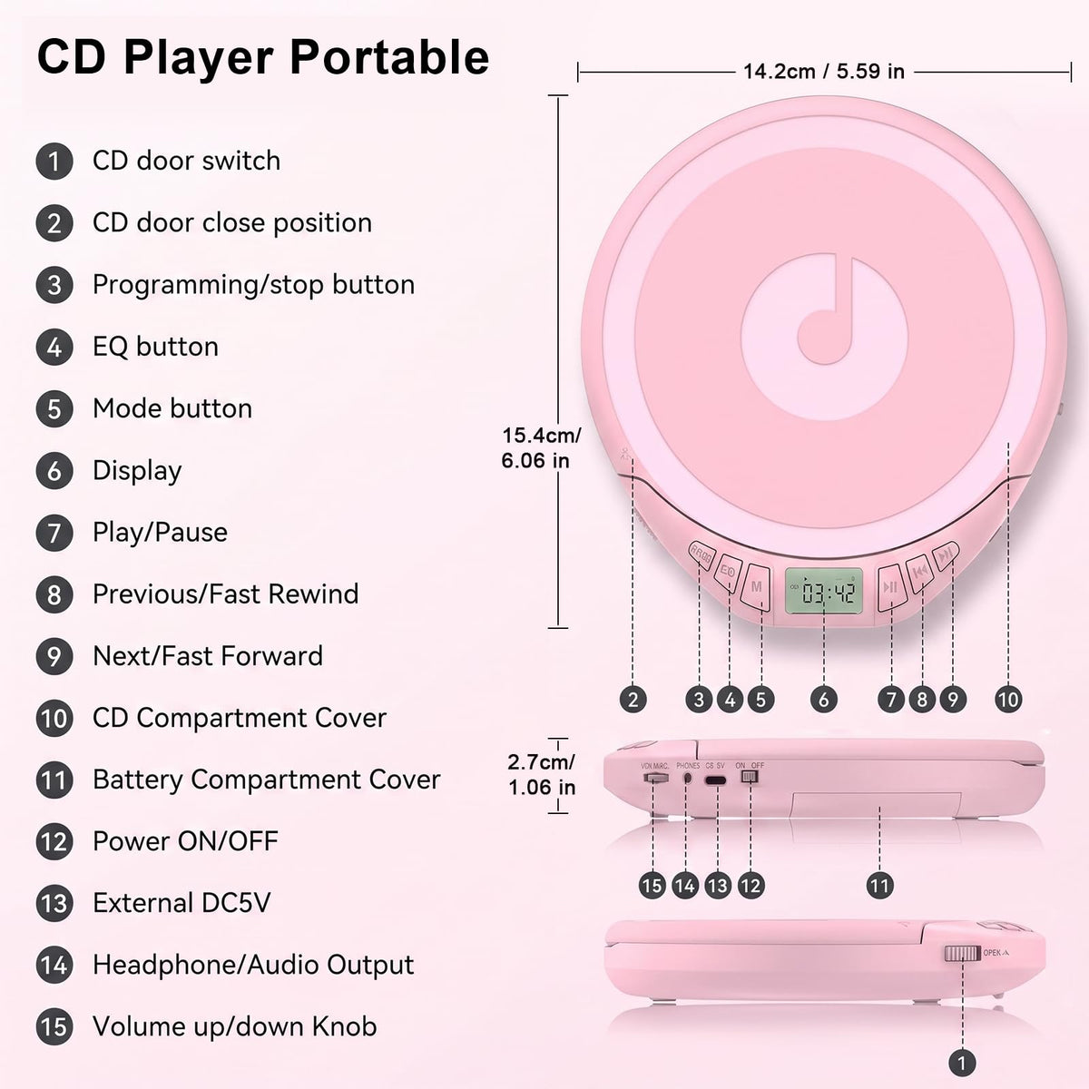 Portable CD Player with Earphones M48847