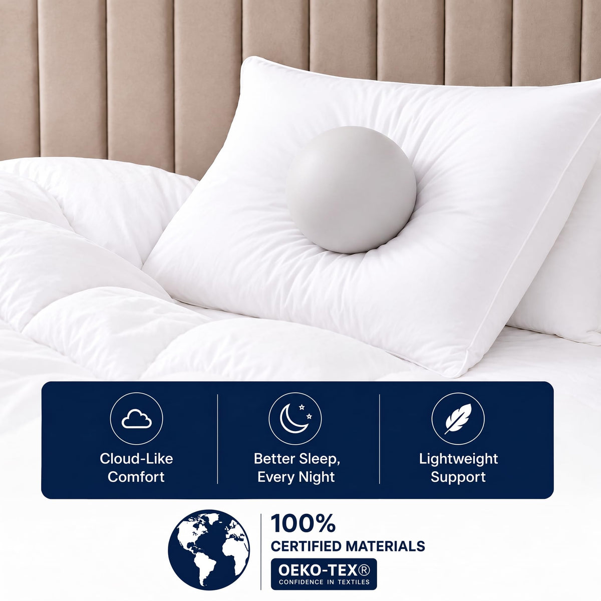 King Size White Microfiber Bed Pillows Set of 2 L907