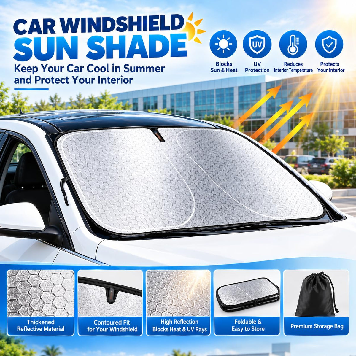 Car Windshield Sun Shade Graphene UV Protection Q95169