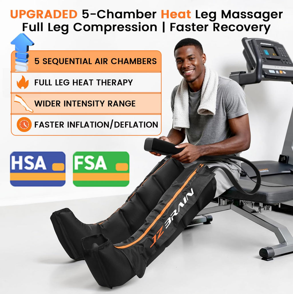 Air Compression Boots Leg Massager with Heat, 6 Modes & 11 Intensities (Large) D573866