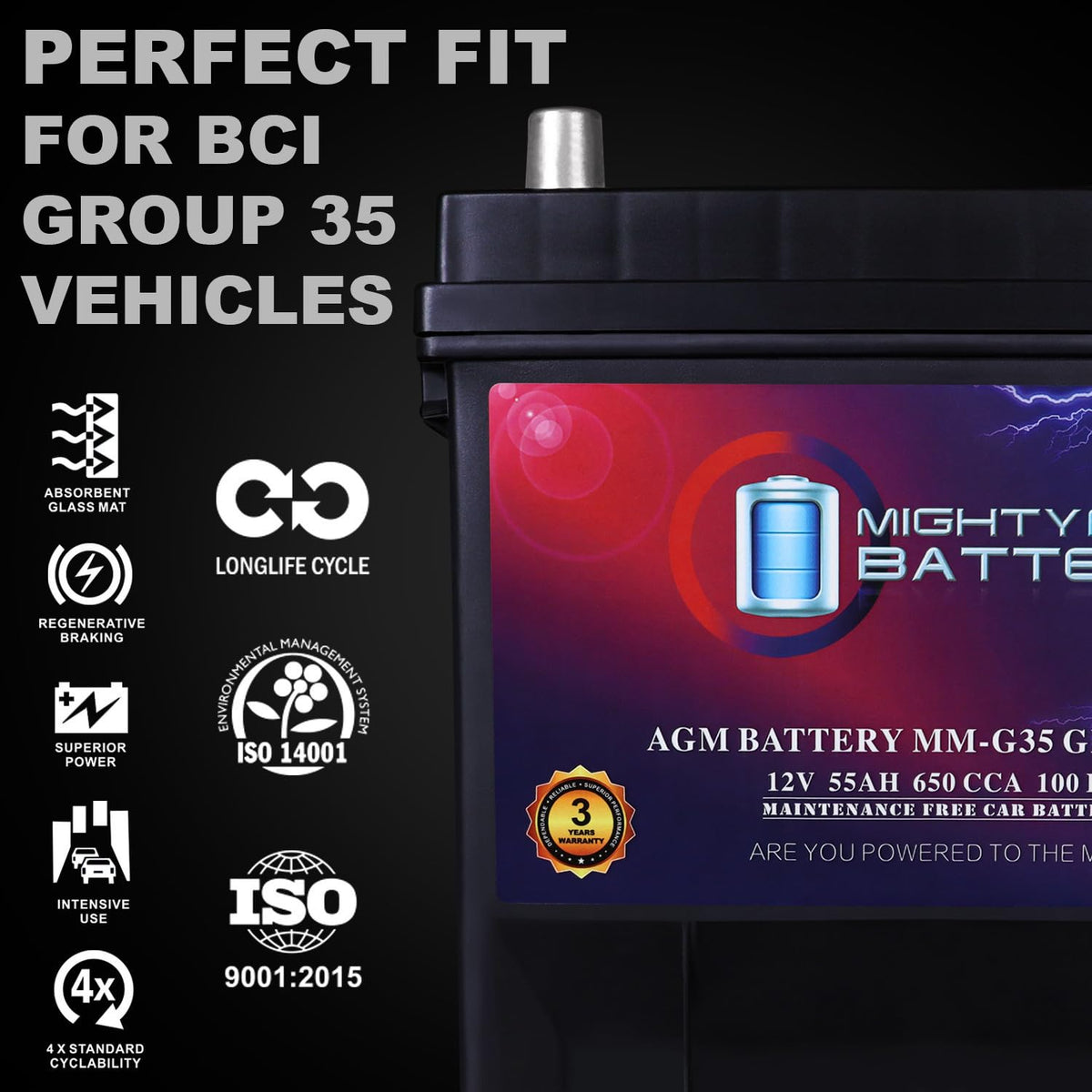 12V 55Ah AGM Replacement Battery H704761