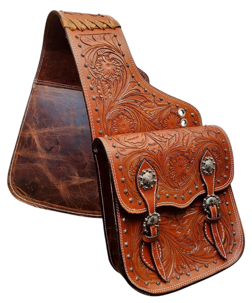 Brown Leather Saddle Bag with Adjustable Straps F8193