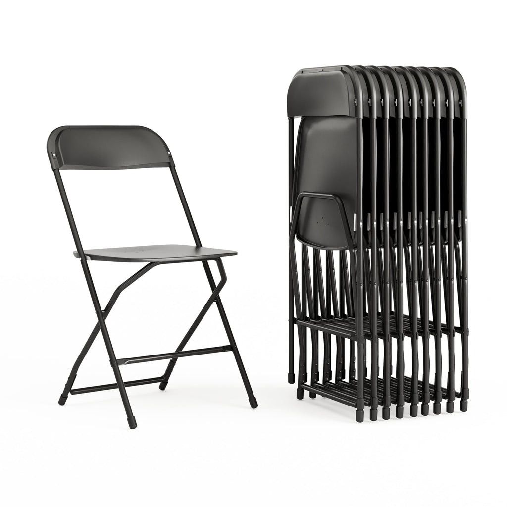 Black Plastic Folding Chair 10-Pack E56901