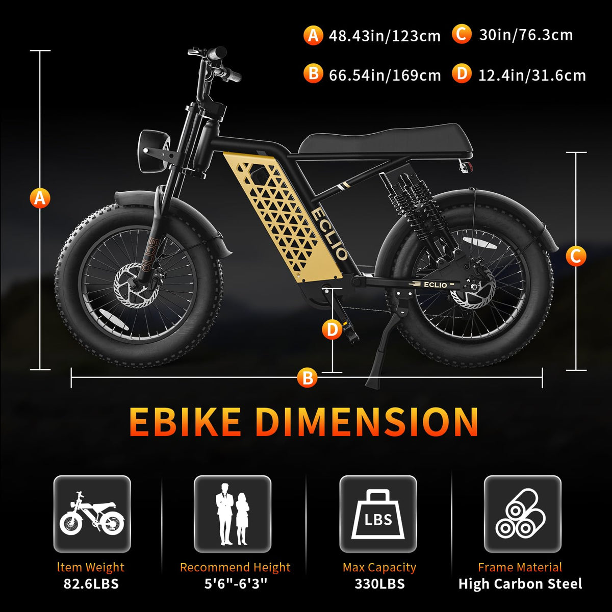 Peak 1200W 20MPH 48V 13Ah Electric Bike J96540