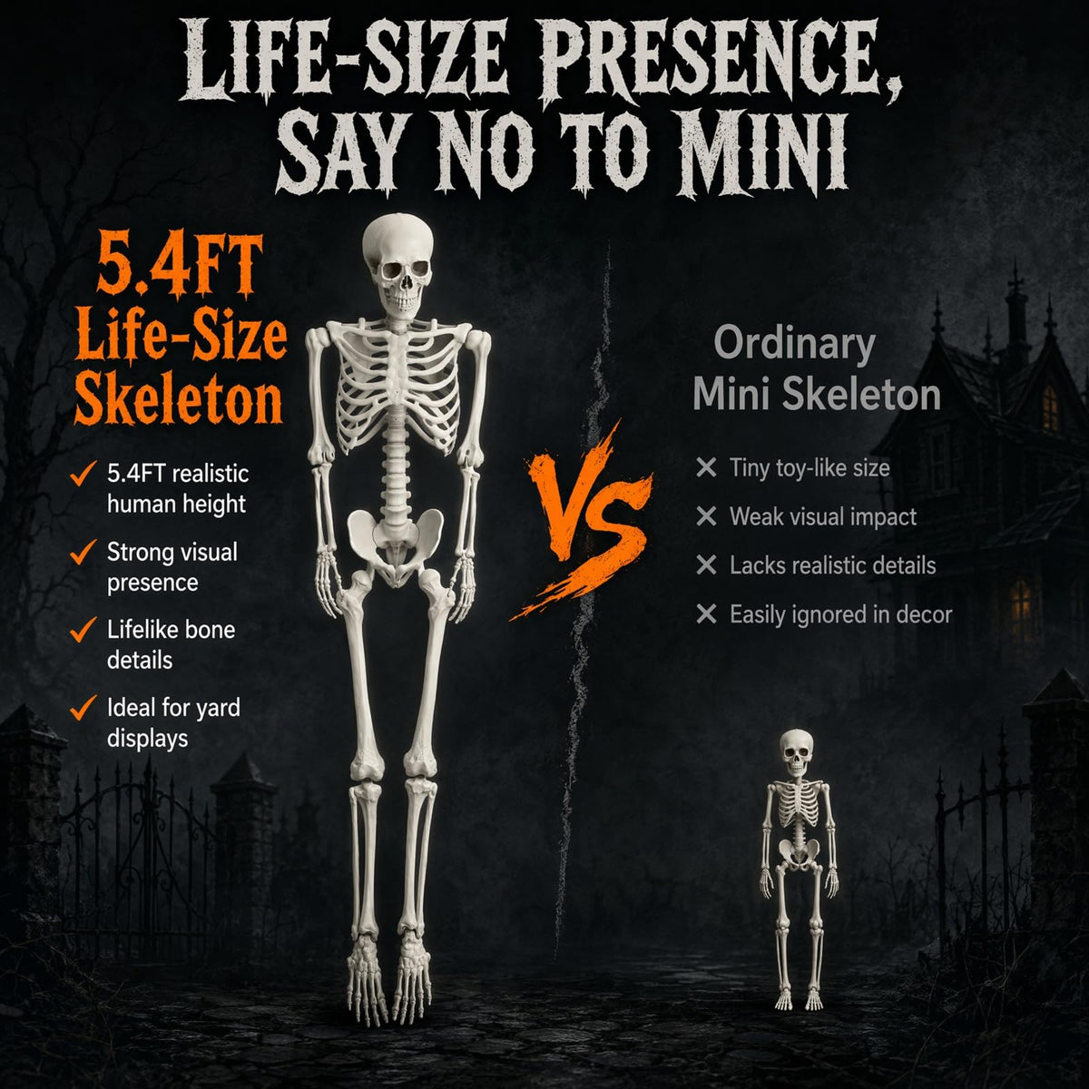 5.4FT Halloween Skeleton with Movable Joints Q3412