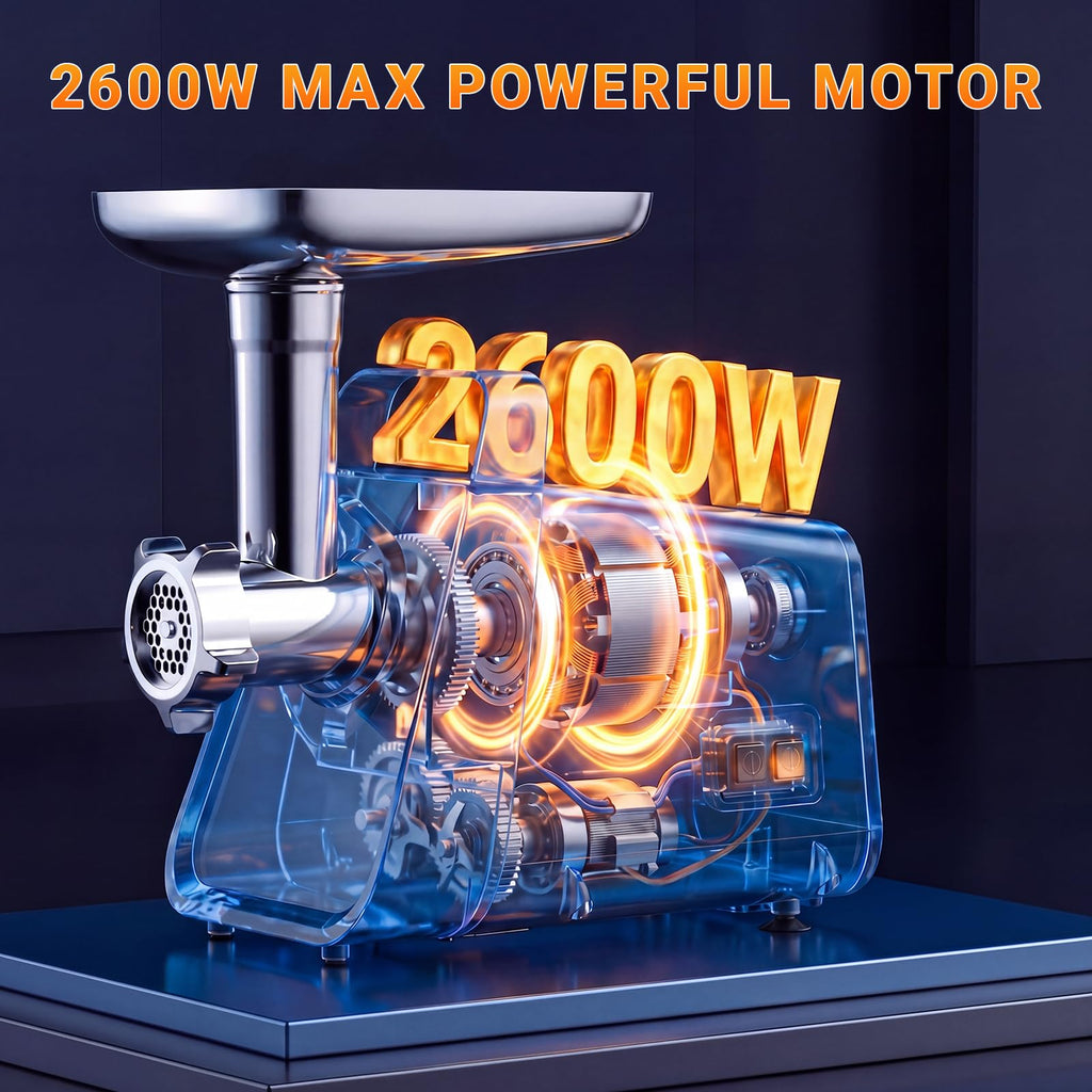 Electric Meat Grinder with Sausage Stuffer, 2 Blades, 3 Plates, 2800W N225