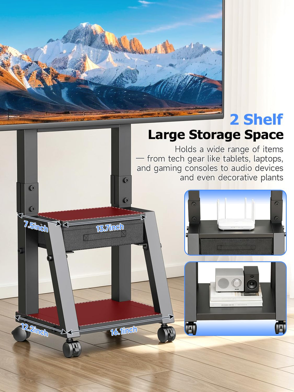 Mobile TV Cart with Storage Drawer for 32-75 inch TVs E229513