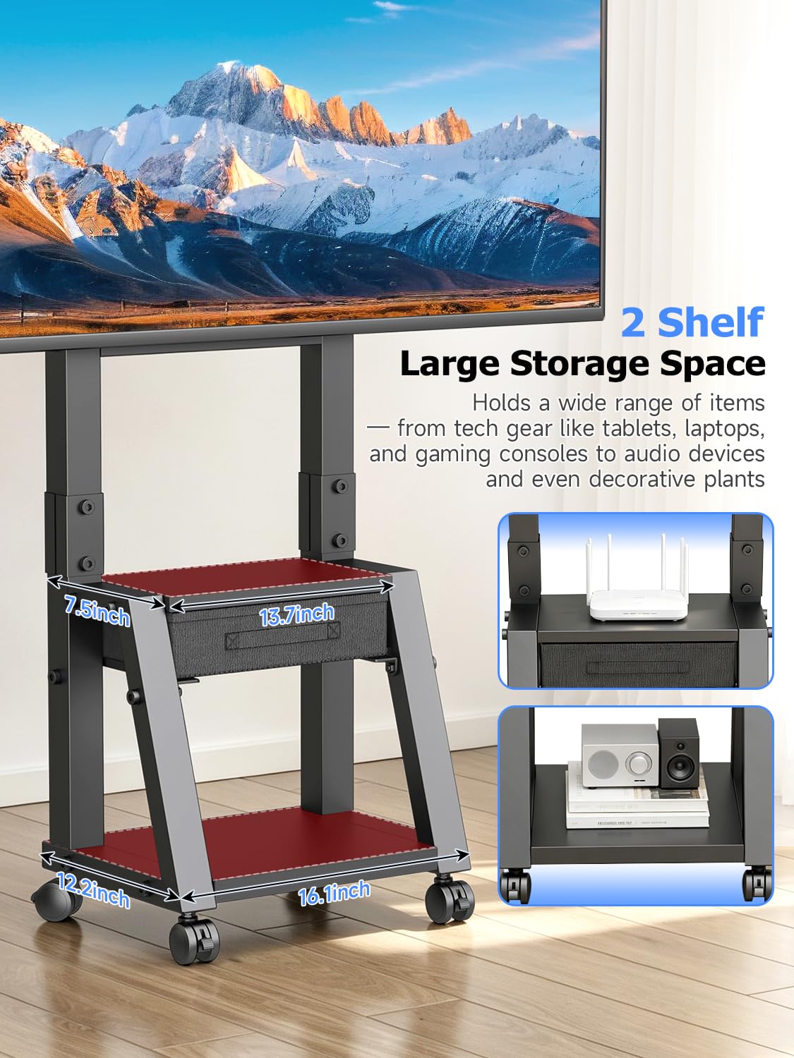 Mobile TV Cart with Storage Drawer for 32-75 inch TVs E229513