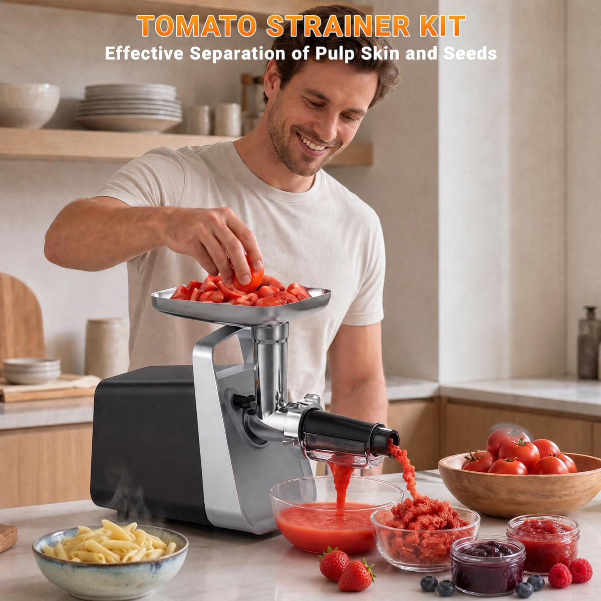 Electric Meat Grinder with Sausage Stuffer, 2 Blades, 3 Plates, 2800W N225