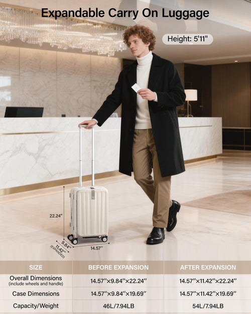 20 Inch Expandable Carry On Hard Shell Suitcase with Wheels I88912