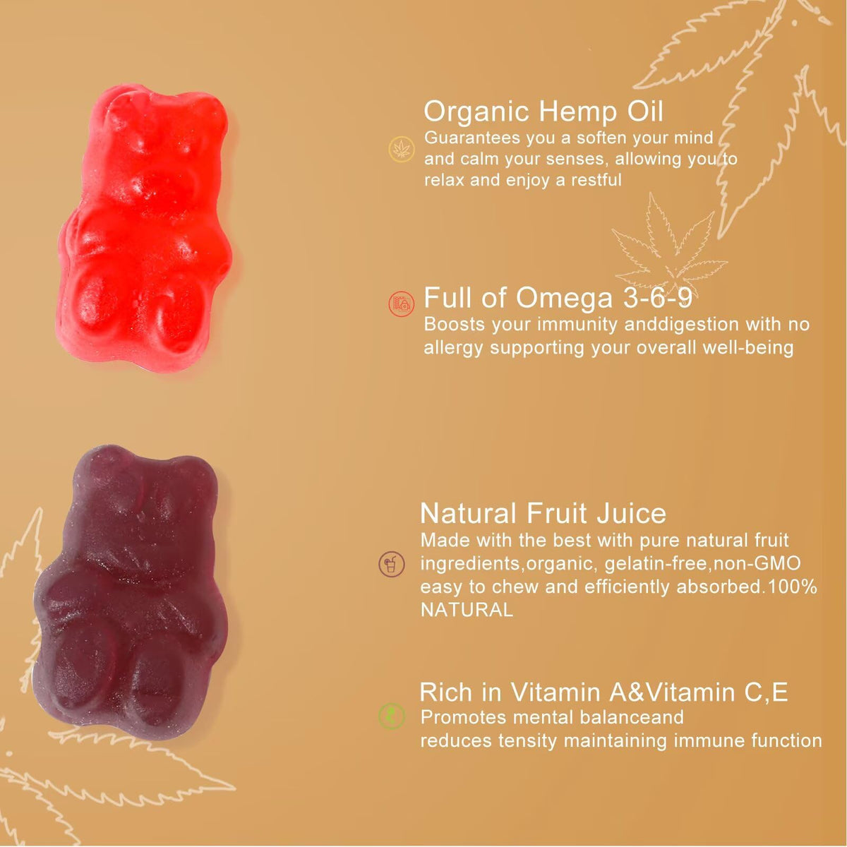 Assorted Fruit Flavors Hemp Gummies X5358