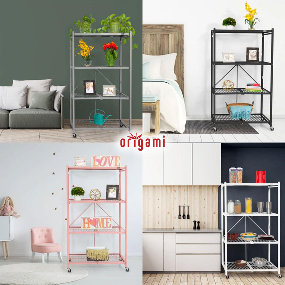 Foldable 4-Tier Heavy-Duty Steel Storage Rack R5538