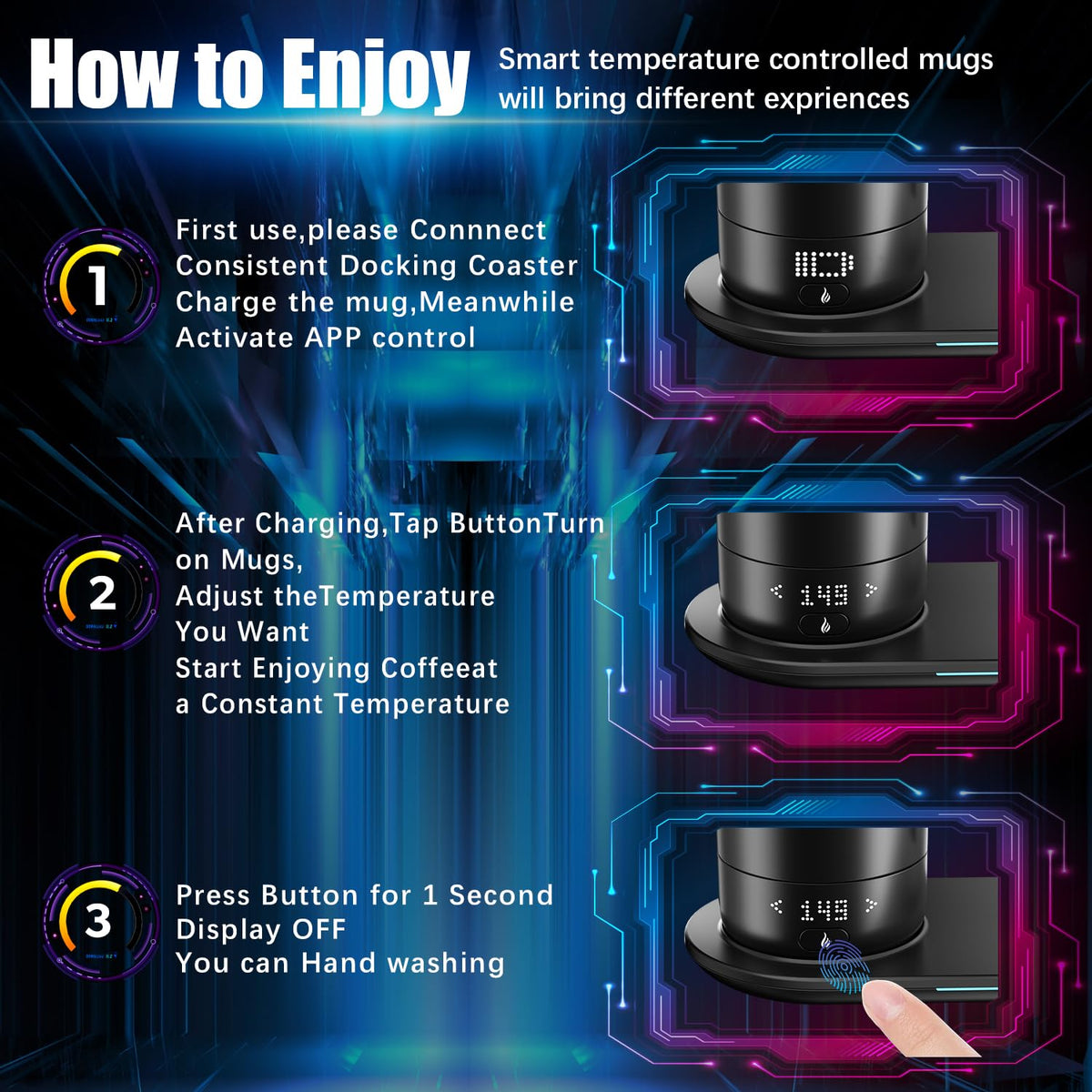 18 Oz Temperature Control App Controlled Self Heating Coffee Mug N2018