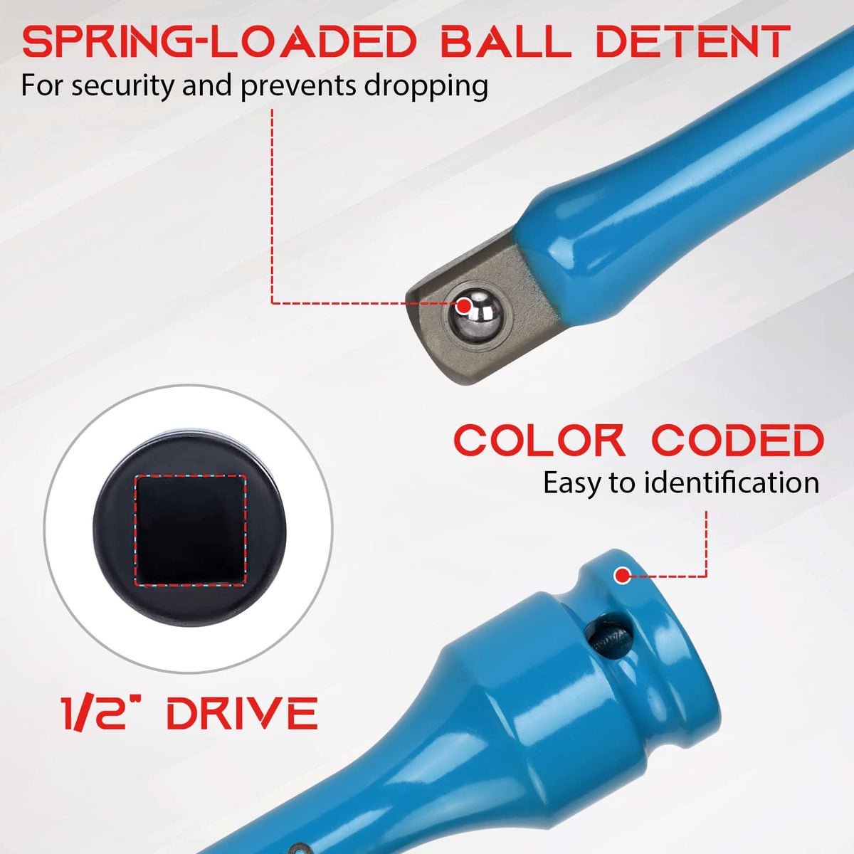 1/2" Drive 5-Piece Impact Torque Limiting Extension Bar Set R34077