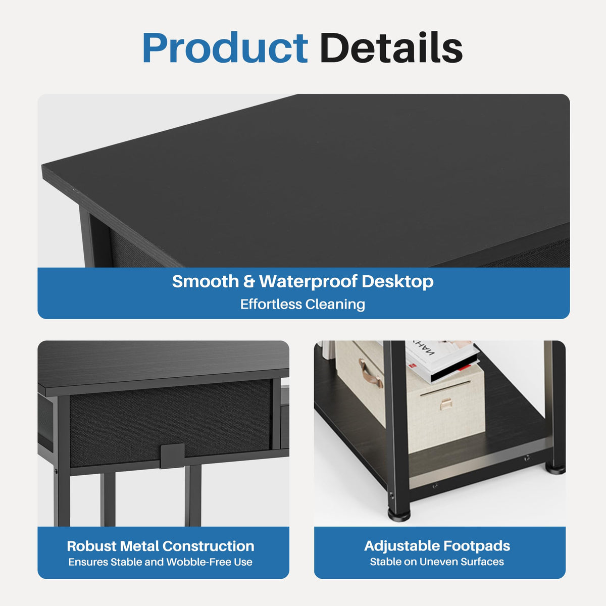 48 Inch Desk with Fabric Drawers D914592