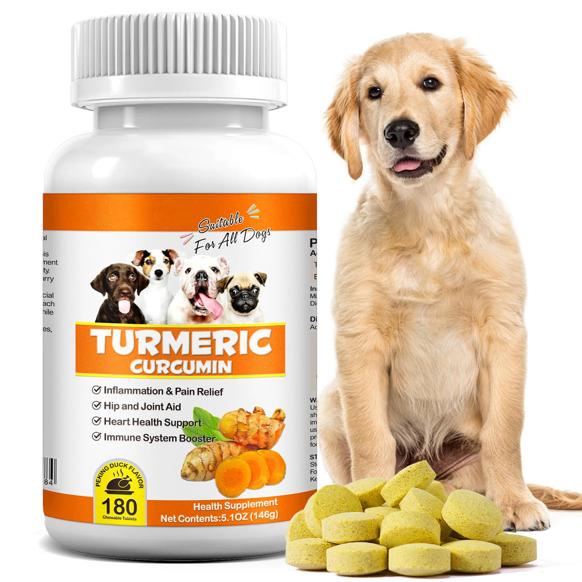 180 Count Turmeric Curcumin Tablets for Dogs X698