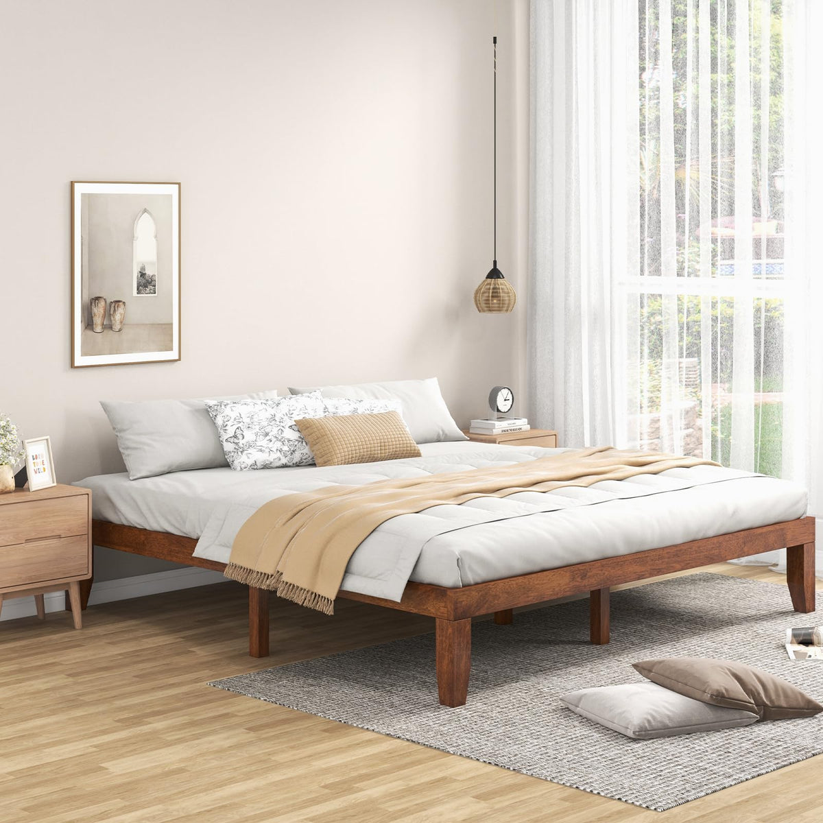 14 Inches Wood Platform Bed Frame King Size E904078