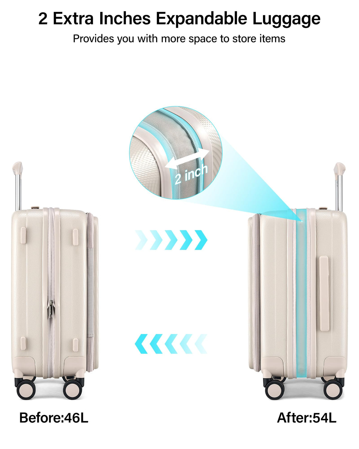 20 Inch Expandable Carry On Hard Shell Suitcase with Wheels I88912