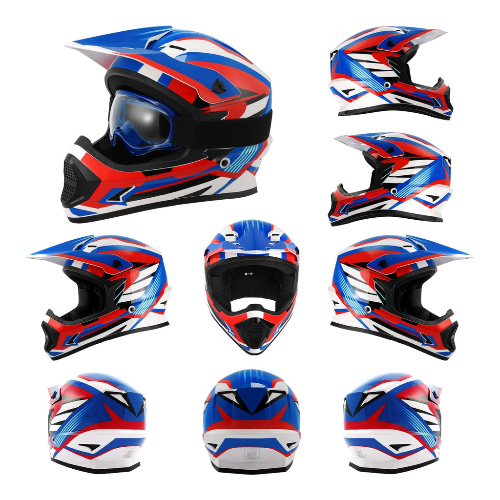 Youth Kids DOT Approved Full Face Motocross Helmet X2448