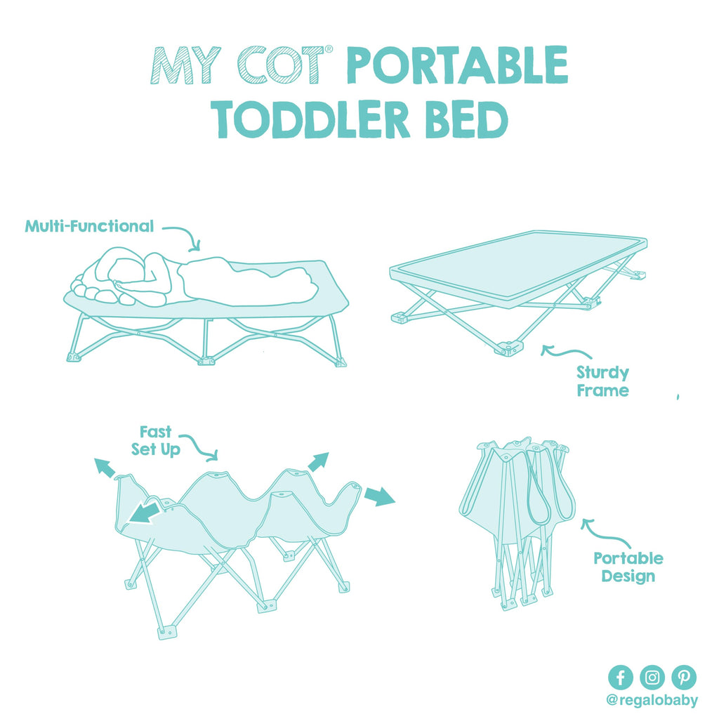 Portable Toddler Cot, Foldable Lightweight Travel Bed, Gray B626611
