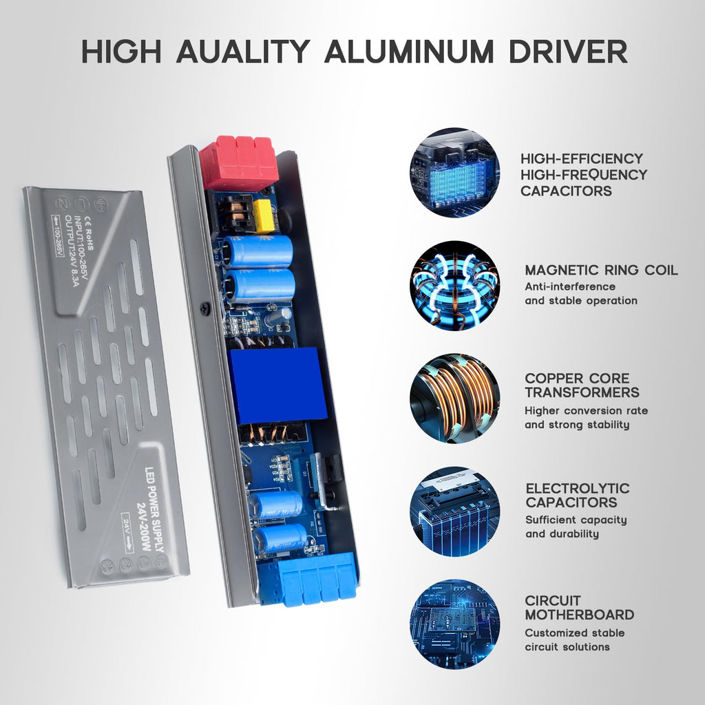 200 Watts 100V-265V AC to 24V DC LED Driver Z291216