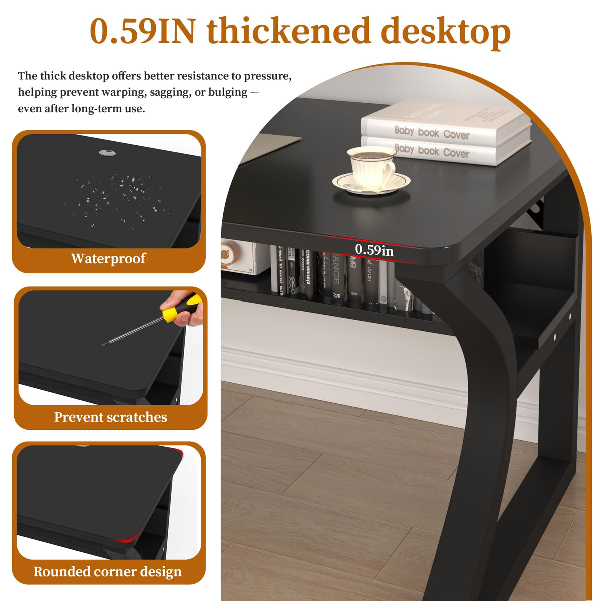 Black 55" Wood Computer Desk I119457