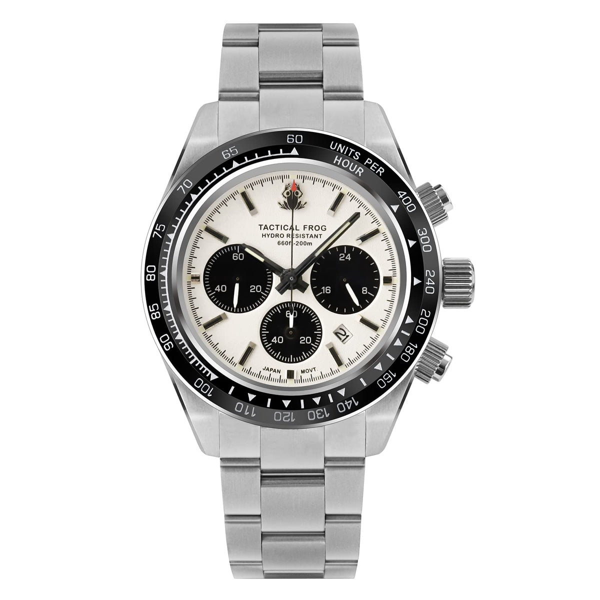 41mm Panda Chronograph Solar Quartz Watch N2154