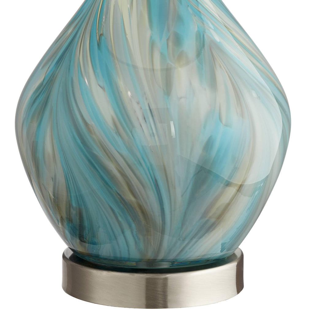 22" Blue Art Glass Table Lamp D385