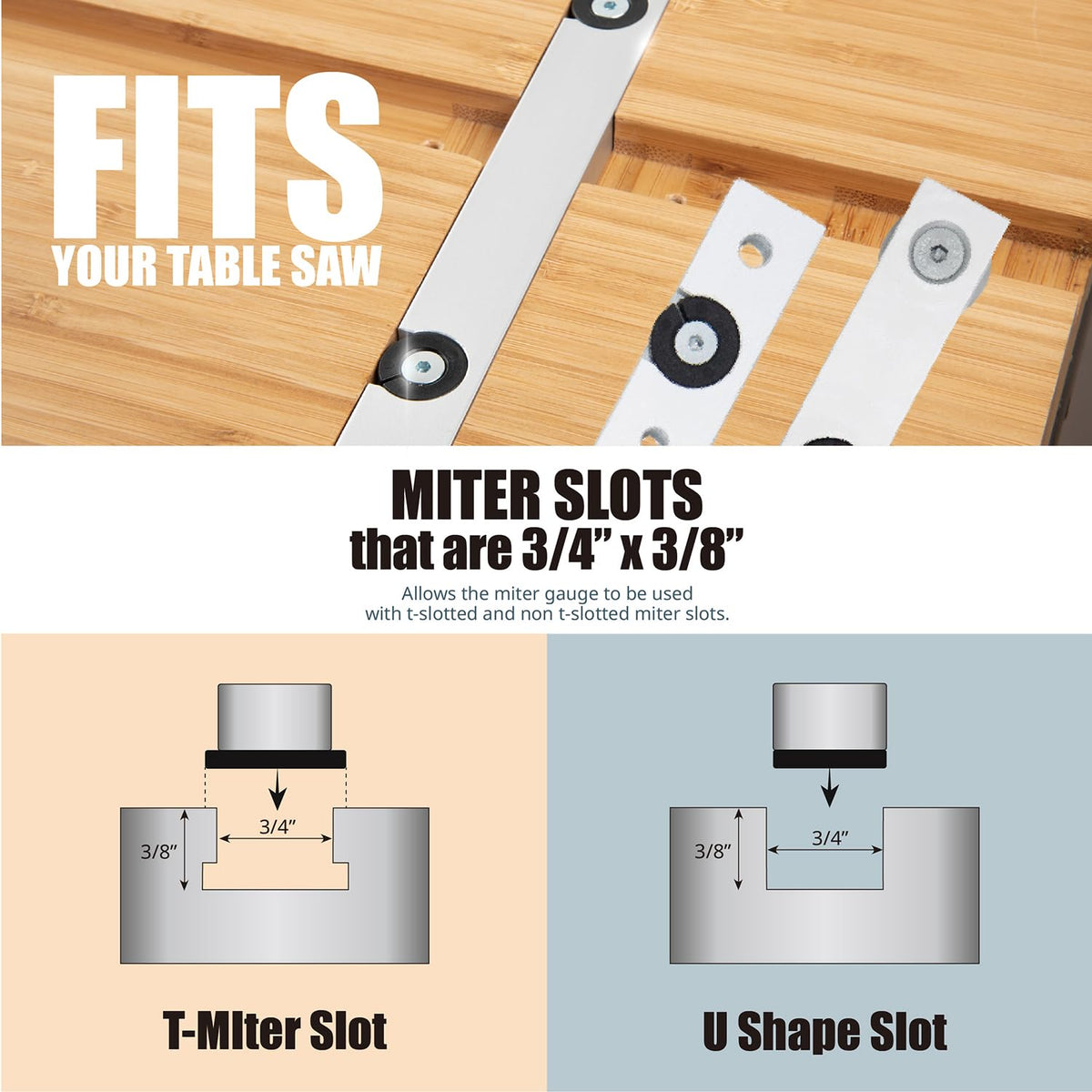 Table Saw Precision Miter Gauge System with 27 Angle Stops and T-Slotted Miter Bar D59951