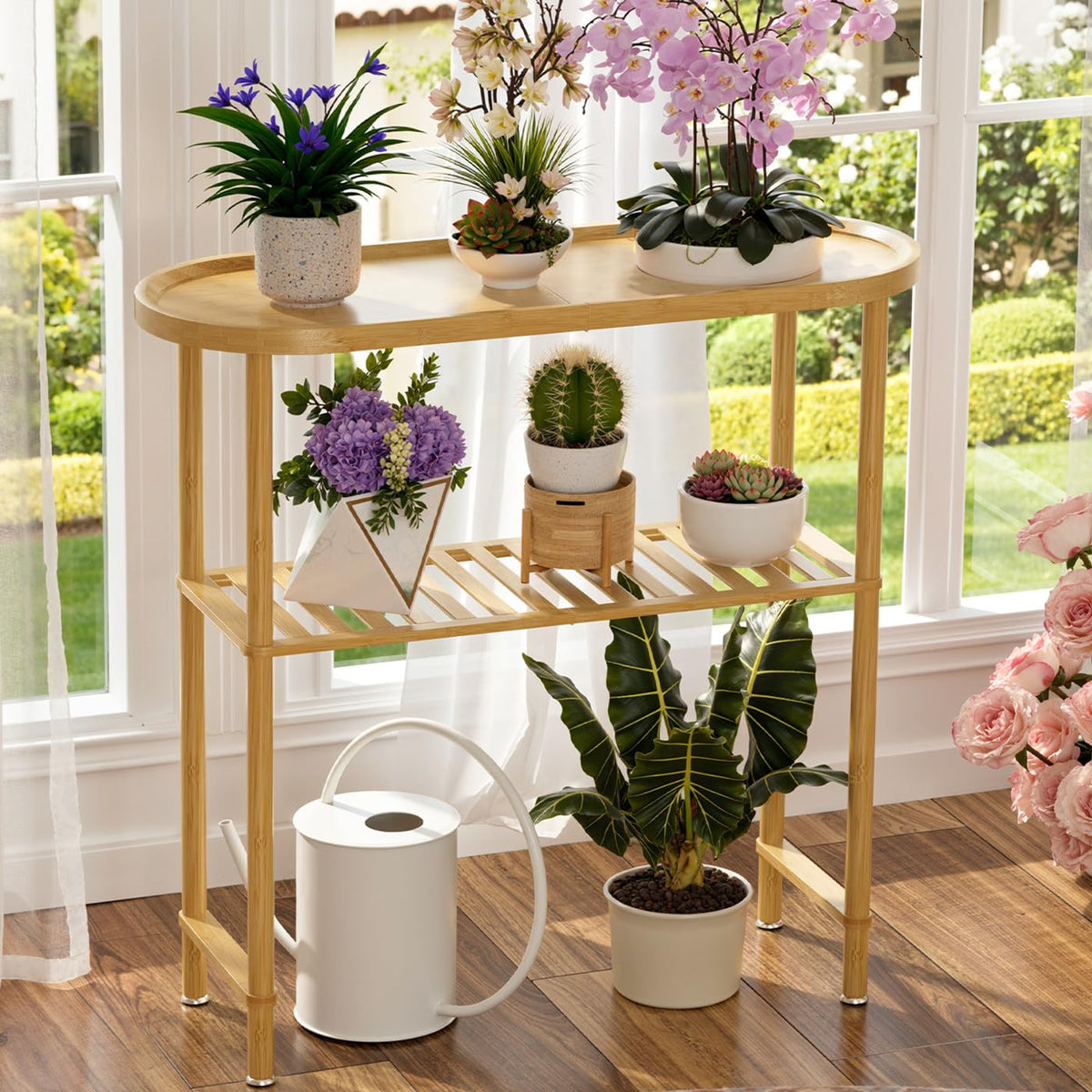 Bamboo 2-tier Oval Top Console Table I2410