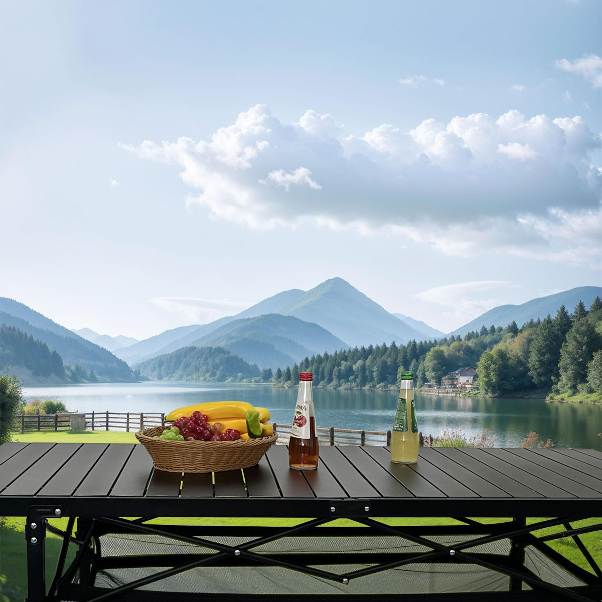 Large Folding Aluminum Camping Table with Storage and Carry Bag F9275